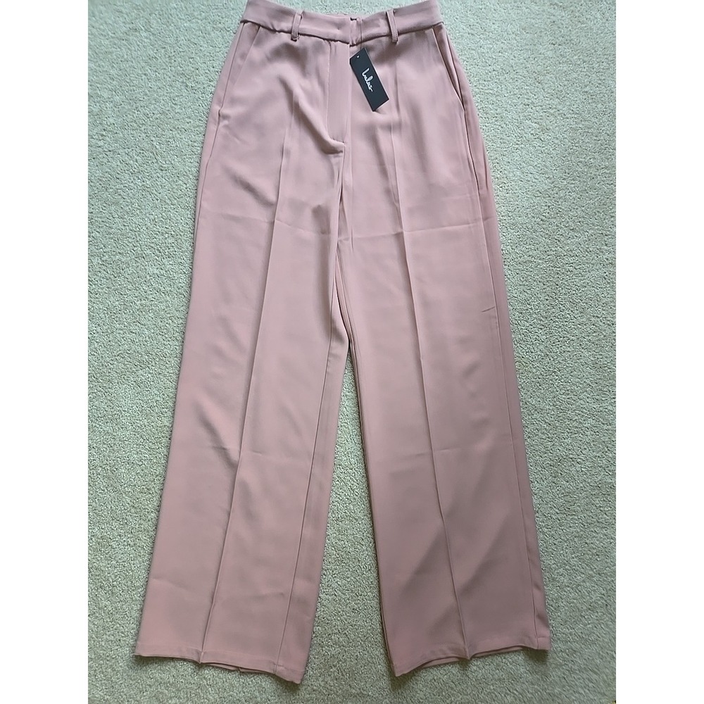NWT Lulus So Get This Dusty Rose High-Waisted Wide-Leg Trouser Pants Sz M NEW